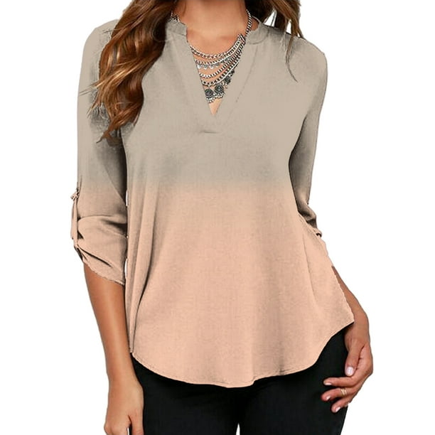 Seyx Women's V-NECK Loose Long Sleeve Chiffon Casual T Shirt Tops Blouse Tee Seyx Women's V-NECK Loose Long Sleeve Chiffon Casual T Shirt Tops Blouse Tee